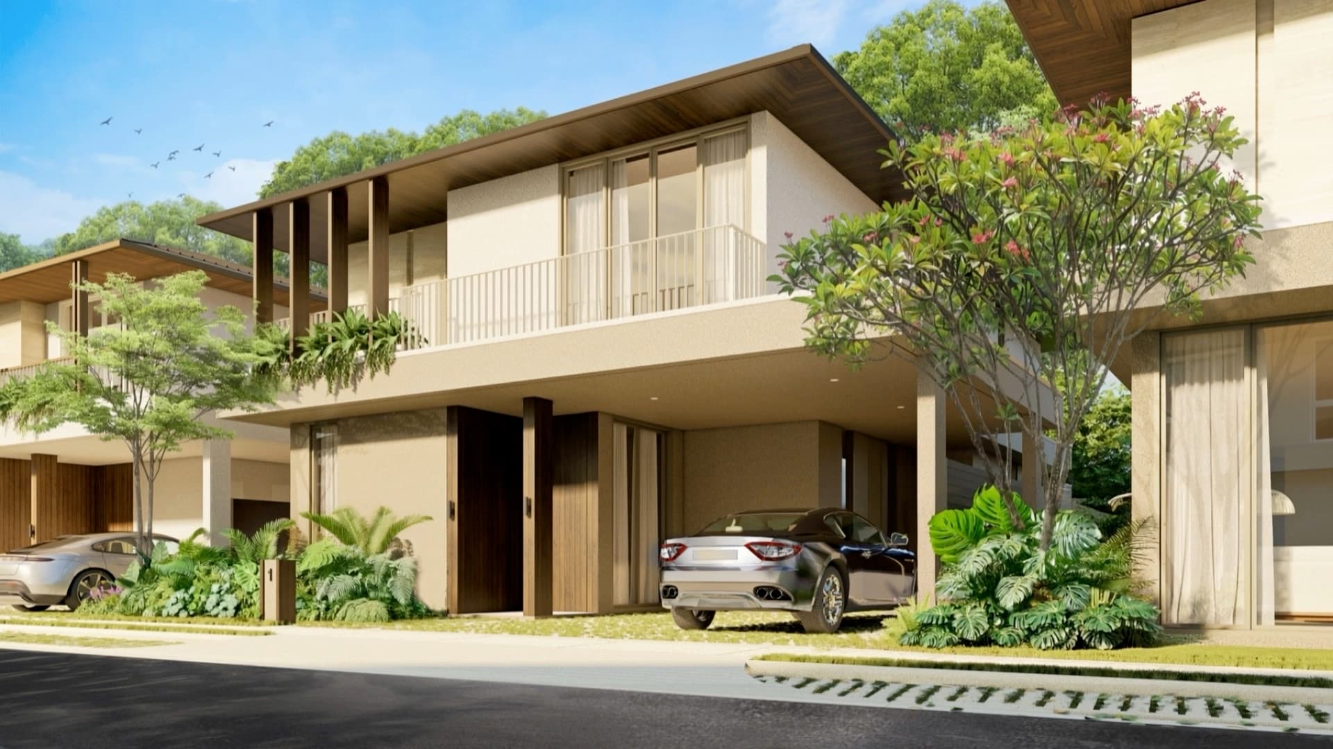 A modern two-storey house with a garden at Rockwell South at Carmelray, Laguna