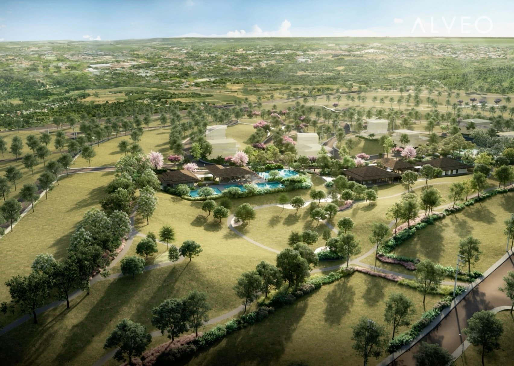 Central park and pool pavilions at Sereneo, Nuvali